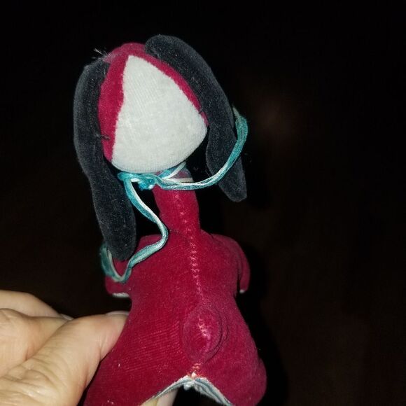 Plush Stuffed Toy Red Maroon Dog 1960's Holiday Fair Hedaya Carnival Prize+ - Picture 13 of 16